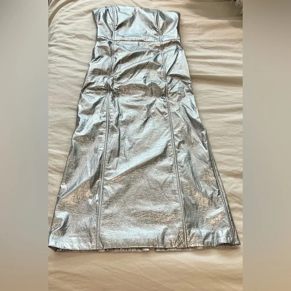 Simon Miller | Dresses | Simon Miller Sample Silver Metallic Foil Midi Tube  Dress Nwot | Poshmark